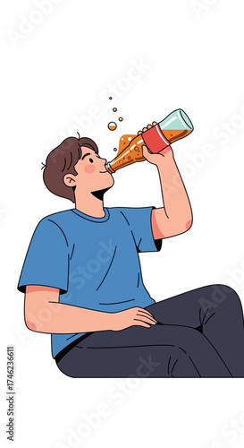 Man drinking from a bottle.
