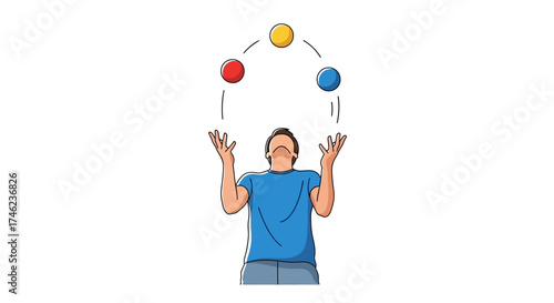 Man Juggling Colorful Balls in the Air.