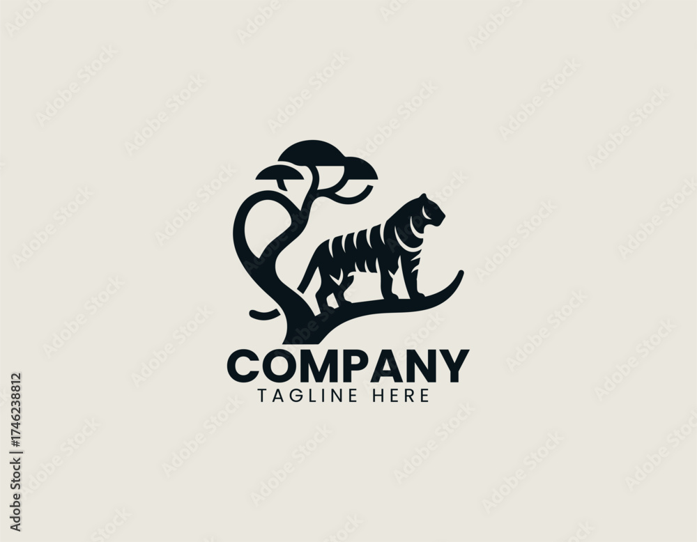 Obraz premium Tiger Branch vector logo illustration