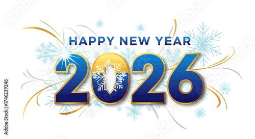 Happy New Year 2026 Celebration with Colorful Confetti and Stars