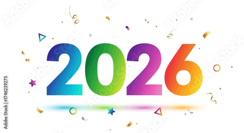 Champagne bottle with bubbles and the year 2026 in outline, symbolizing new beginnings and celebrations