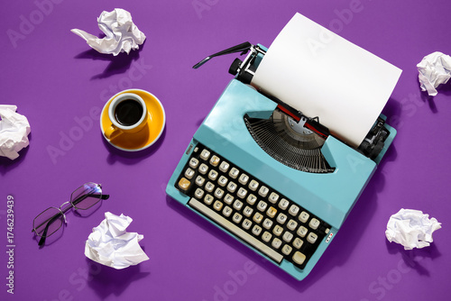 Vintage typewriter with bla...