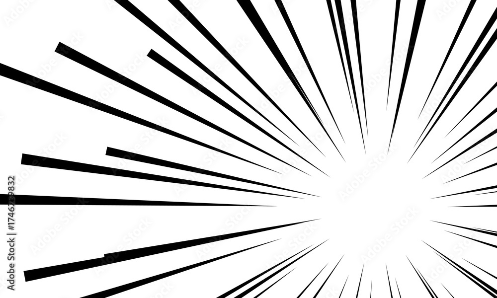 Black geometric shape in speed movement or explosion as cartoon usage on white background, Vector illustration