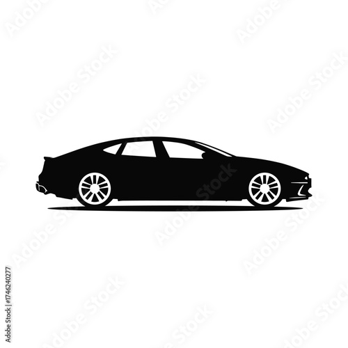 Luxury Sports Car Silhouette Isolated on White Background