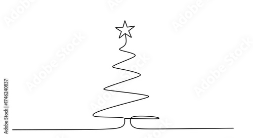 Elegant Christmas Tree Line Art Minimalist Holiday Vector Graphic for Celebrations