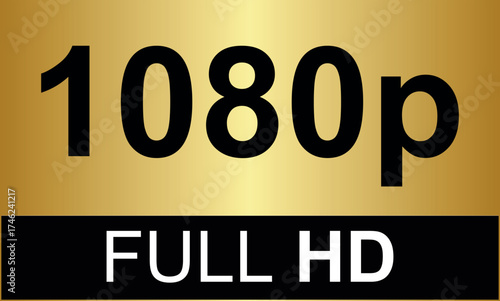 1080p Full HD vector illustration high definition resolution for display screens isolated on gold background