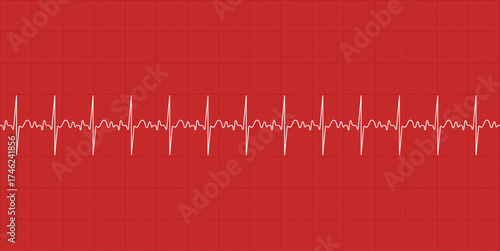 Heartbeat line icon on red background