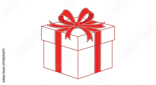 Simple vector illustration of a gift box with ribbon and bow, white background