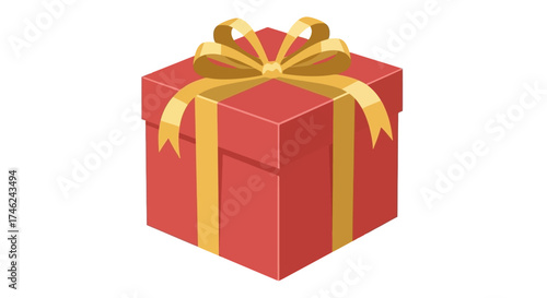Simple vector illustration of a gift box with ribbon and bow, white background