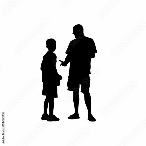 Mental health educator teaching coping strategies to youth silhouette isolated on white background