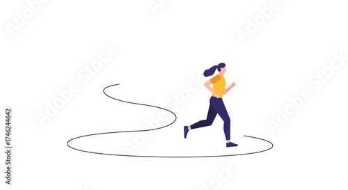 Running Woman A Minimalist Illustration of Fitness and Active Lifestyle