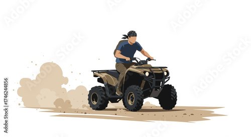 ATV Rider in Action Outdoor Adventure Illustration of a Person Riding an All-Terrain Vehicle