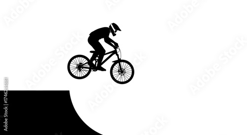 Silhouette of a Cyclist Performing Stunt on White Background