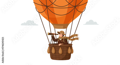 Adventurous Traveler in a Hot Air Balloon A Journey of Exploration