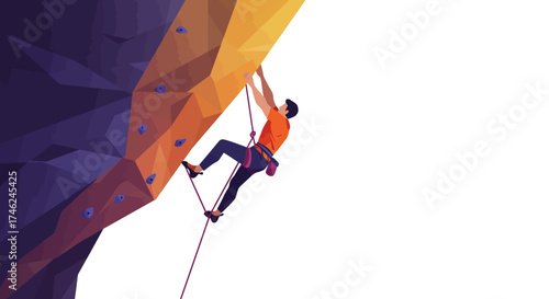 Climbing the Heights A Vector Illustration of Determination and Strength