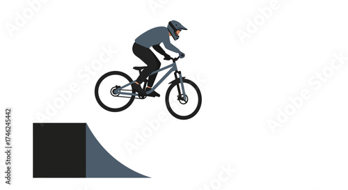 Cyclist Airing Jump Bike Stunt Art for Sporty Design