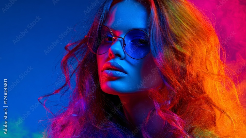 Obraz premium saturated hues, strong primary/secondary colors, dramatic lighting that brings energy and vibrancy background.