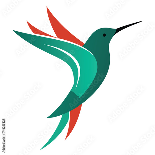 Abstract Hummingbird in Flight Illustration
