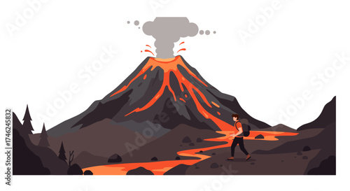 Volcano Adventure A Hiker's Journey Through a Volcanic Landscape