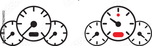 Car Dashboard Speedometer Icon – Automotive Instrument Vector Illustration