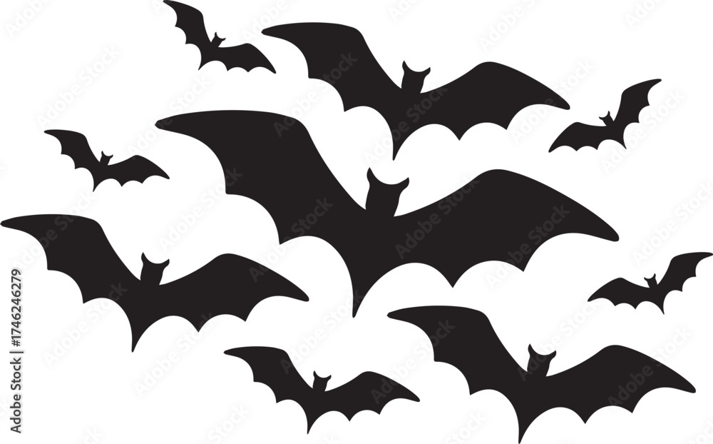 Naklejka premium Halloween Bats Frame , Flying Bats Border Design 
