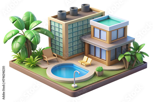 3d swimming pool in hotel