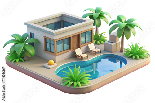 3d swimming pool in hotel