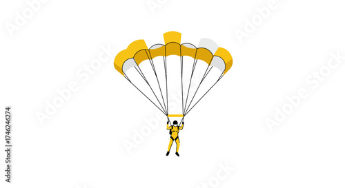 Skydiving Illustration A Person Descending with a Parachute
