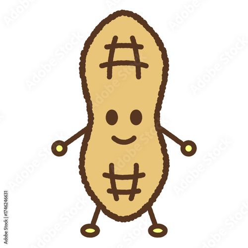 手書き風のキャラクターアイコン　ラッカセイ　ピーナッツ