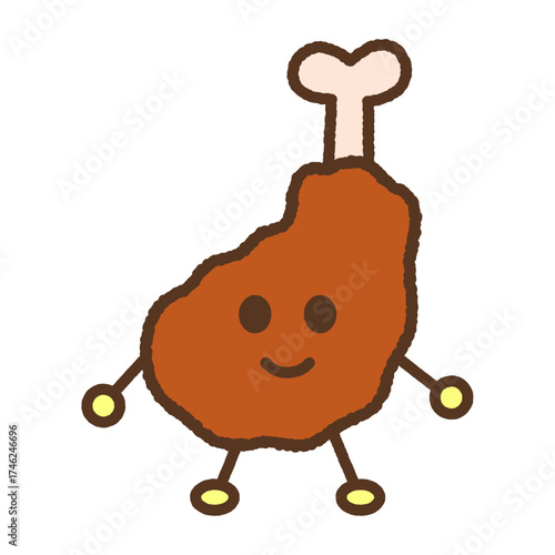 手書き風のキャラクターアイコン　骨つきチキン