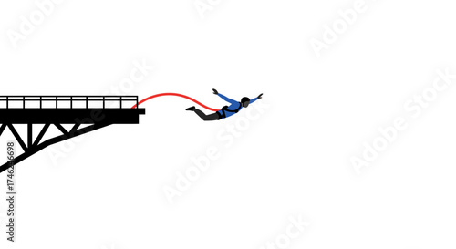 Adrenaline Jump Bungee Jumper Leaping from Bridge into the Void