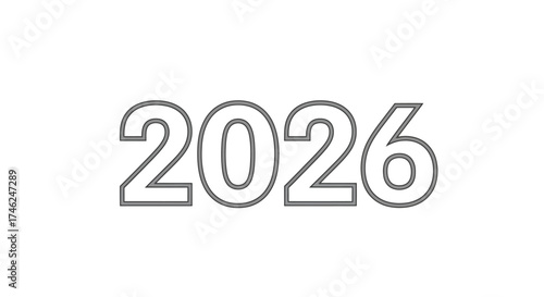 Illustration of the year 2026 in a simple outline style.
