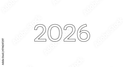 The number 2026 written in a thin, black outline font on a plain white background.