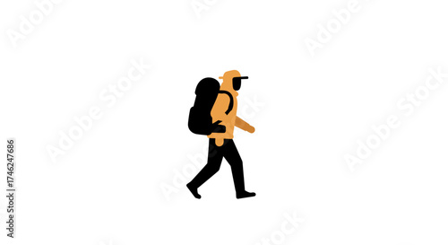 Hiker Walking Minimalist Vector Illustration for Outdoor Adventures