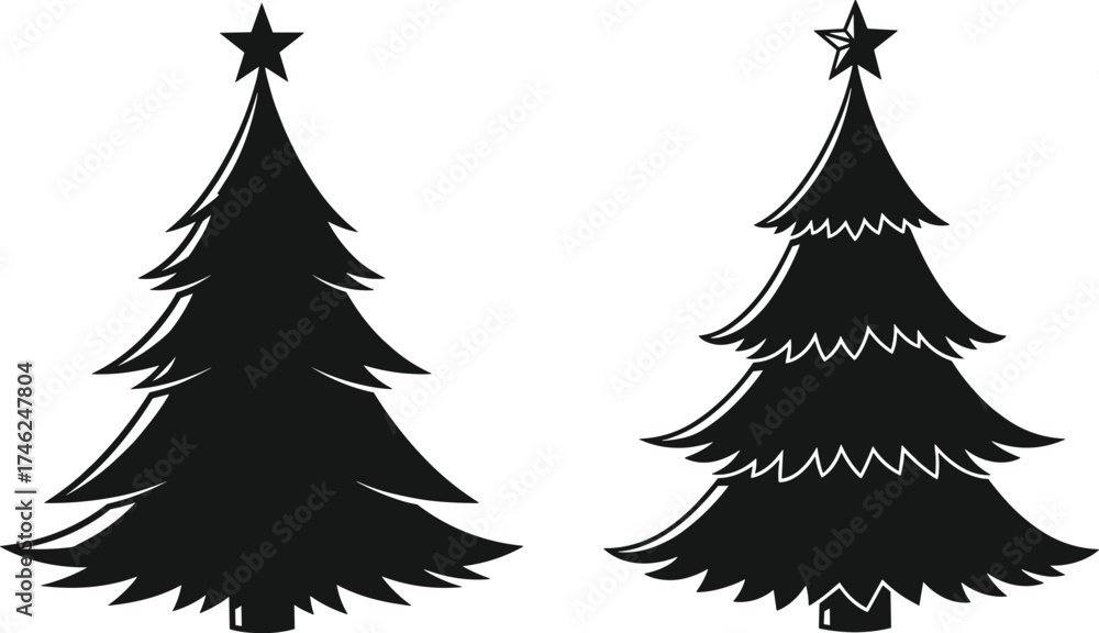 Fototapeta premium two styles, black and white festive vector illustration, minimalist holiday design, seasonal decoration icons, stylized winter celebration artwork pack