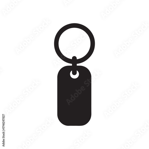 Keychain or Key Fob Tag Glyph Icon Vector Isolated on White


