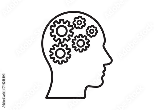 Gears in head line art vector