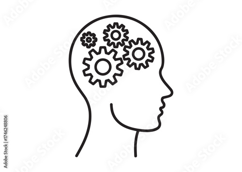 Gears in head line art vector