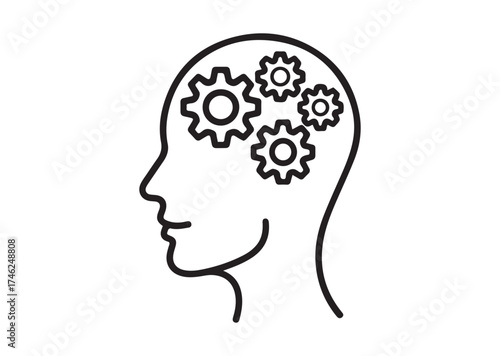 Gears in head line art vector