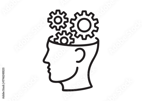 Gears in head line art vector