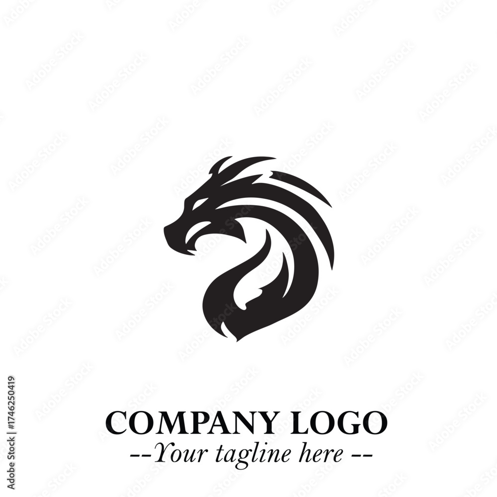 custom made wallpaper toronto digitalHead of Dragon Logo Symbol Black on White Background in Bold Mythical Vector Design for Power Branding