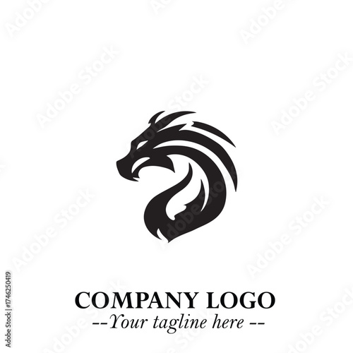 Wallpaper Mural Head of Dragon Logo Symbol Black on White Background in Bold Mythical Vector Design for Power Branding Torontodigital.ca