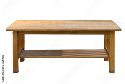Wooden table isolated on white background
