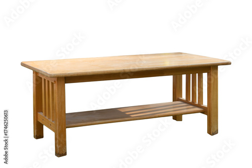 Wooden table isolated on white background
