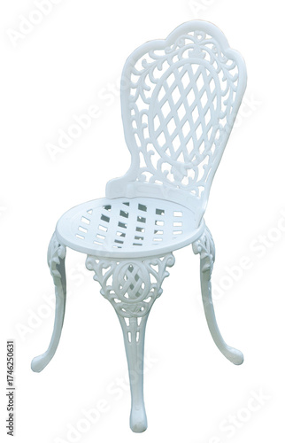 Chairs made of cement isolated on white background.Clipping path.