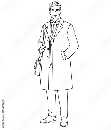 Professional Man in Business Attire and Trench Coat