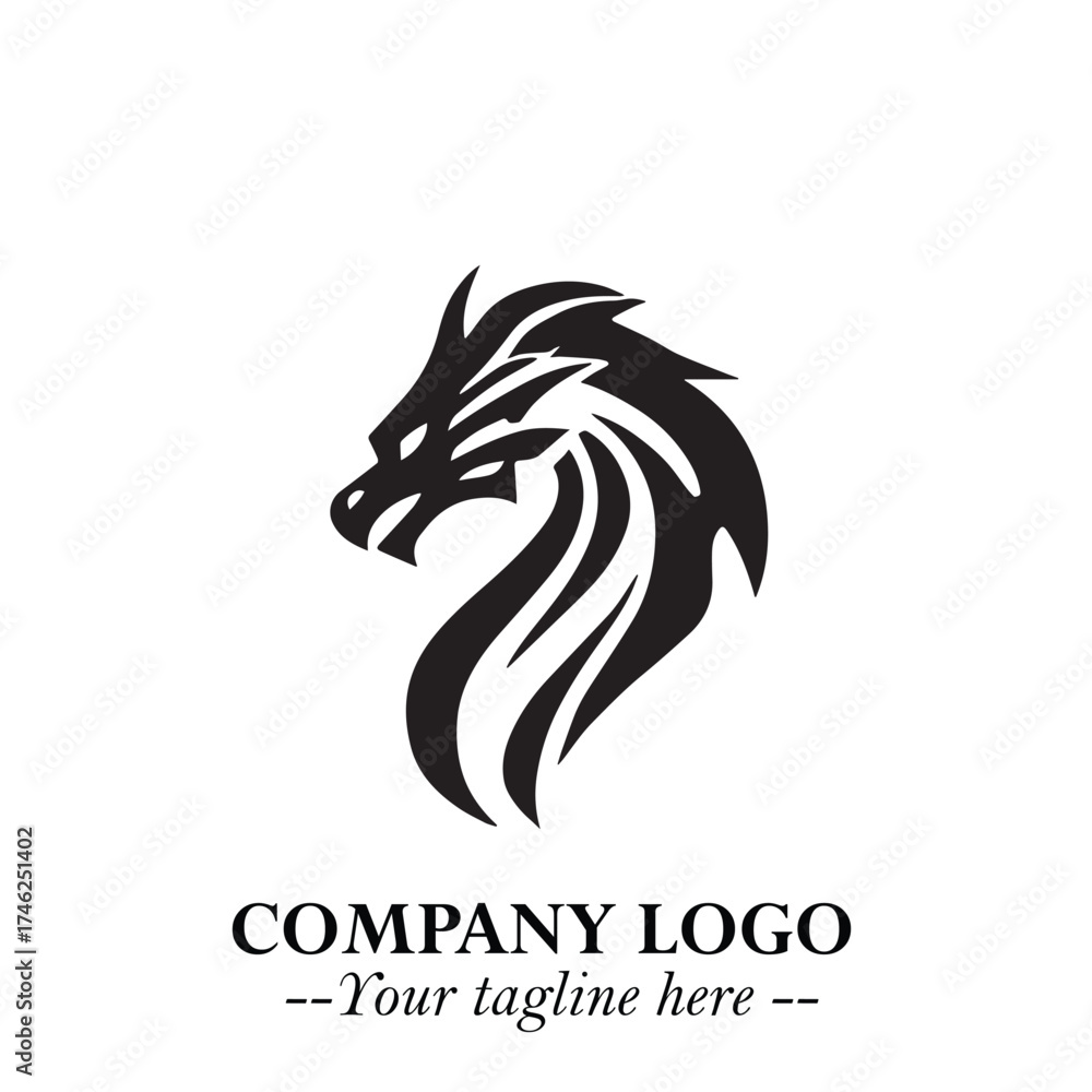 custom made wallpaper toronto digitalHead of Dragon Logo Symbol Black on White Background in Bold Mythical Vector Design for Power Branding