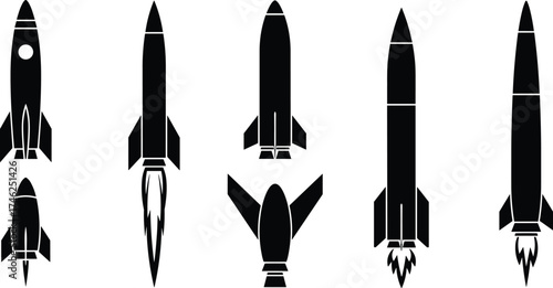 Rocket silhouette, space shuttle vector, spacecraft illustration, space exploration design, astronaut theme, launch vehicle, futuristic rocket, flying spaceship, science, technology
