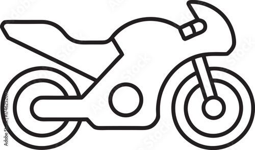 Simple Line Art Icon of a Sport Motorcycle on a White Background
