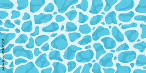 Blue ocean wave. Rippled water surface with sunlight reflecting. Top view. Beach, Ocean clean and deep water. Vector illustration